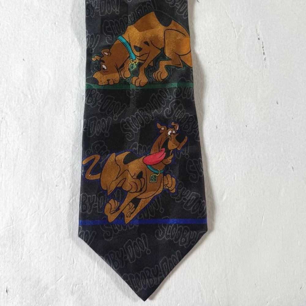 Scooby-Doo Wear Necktie Mens Black 1998 Vintage 100% Silk Cartoon Network‎